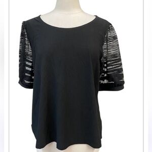 Black A.U.W.Women's Top with Sheer Sleeves